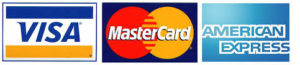 We accept Visa, Mastercard, and American Express